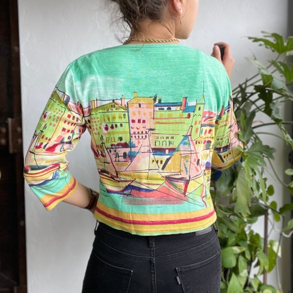 Vintage | Boxy Beaded Watercolor Top - Picture 6 of 9